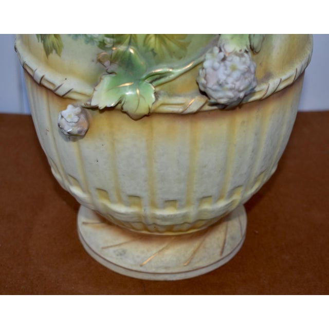 Robert Hanke Porcelain Vase Antique Austria Art Nouveau 3d Floral Encrusted For Sale - Image 15 of 18