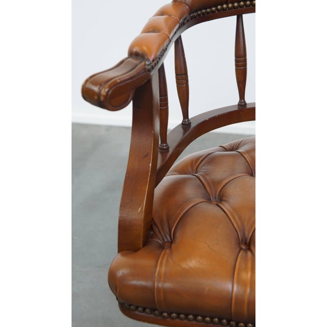 Chesterfield Office Chair in Cowhide and Wood For Sale - Image 9 of 16