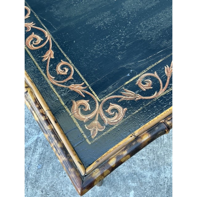 Vintage Tortoise Bamboo Side Table For Sale - Image 4 of 12