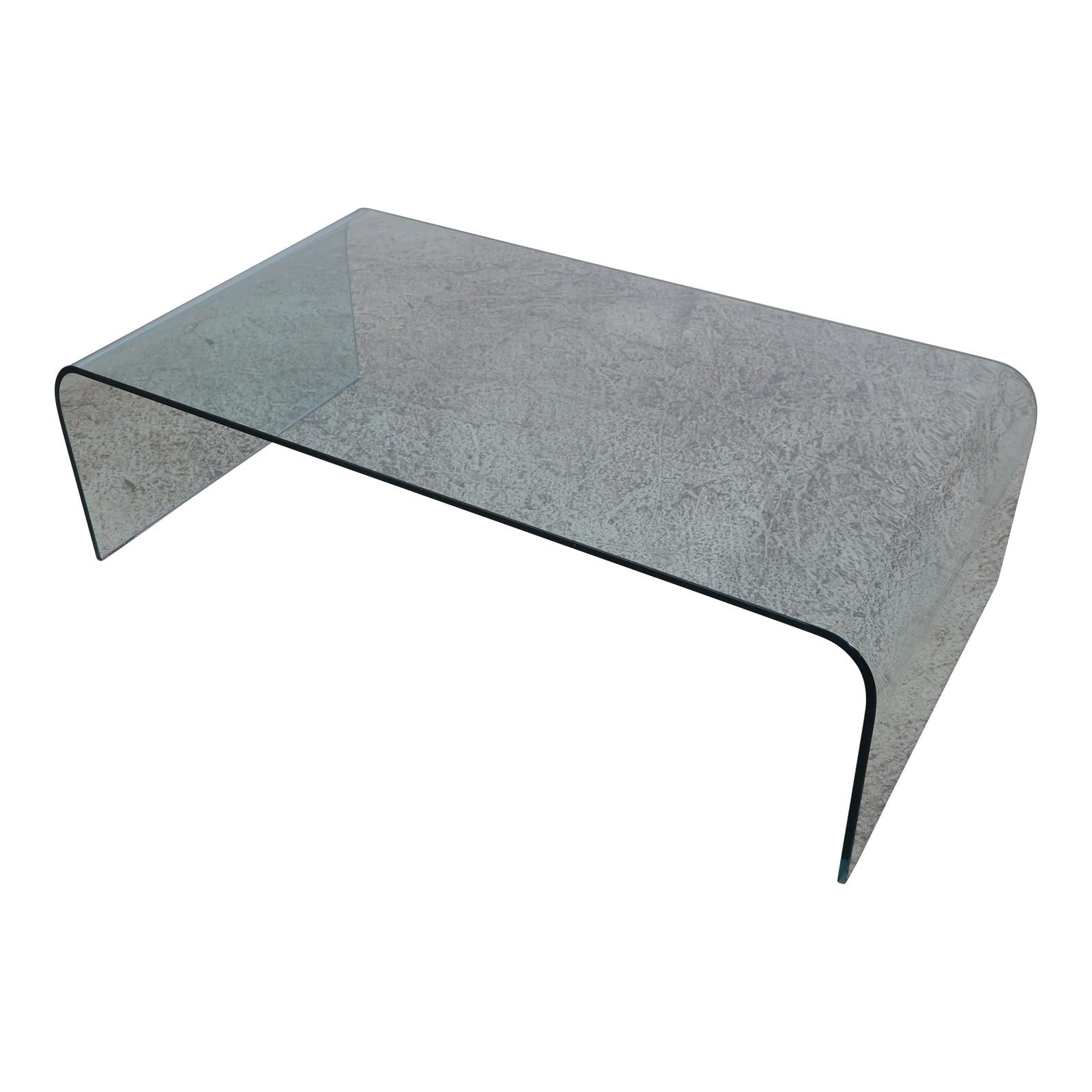 F62719ec: Mid Century Modern Waterfall Glass Coffee Table | Chairish