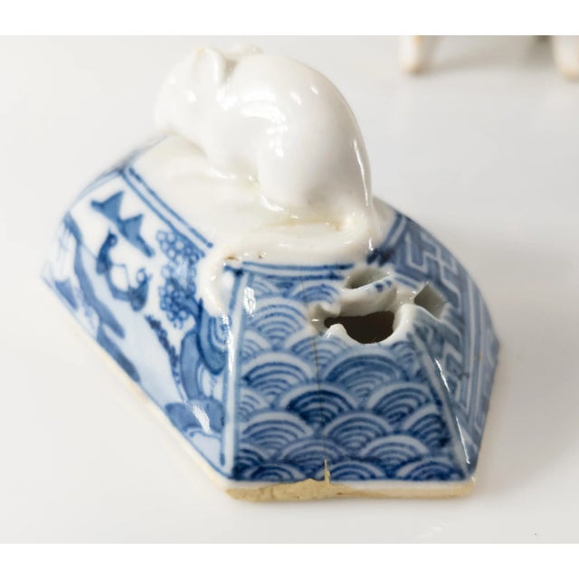 Japanese Blue and White Arita Kiln Incense Burner Censer For Sale - Image 9 of 13