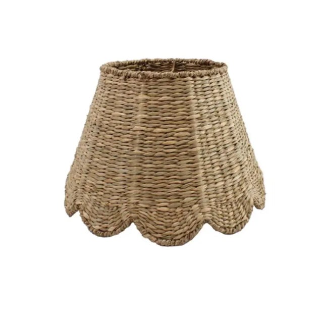 2020s Pair of 18" Scalloped Seagrass Lampshades For Sale - Image 5 of 5