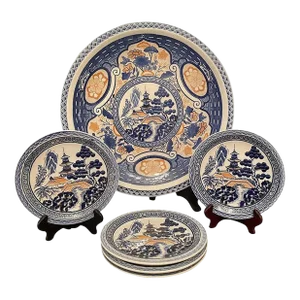 Japanese Chinoiserie Serving Plates- Set of 6