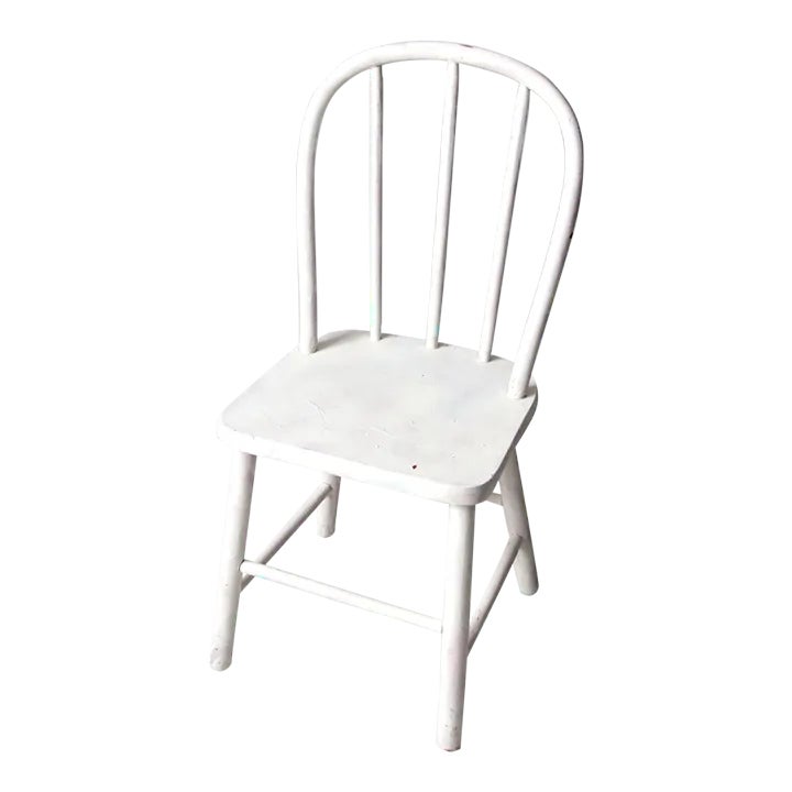 Vintage White Wooden Children's Chair Chairish