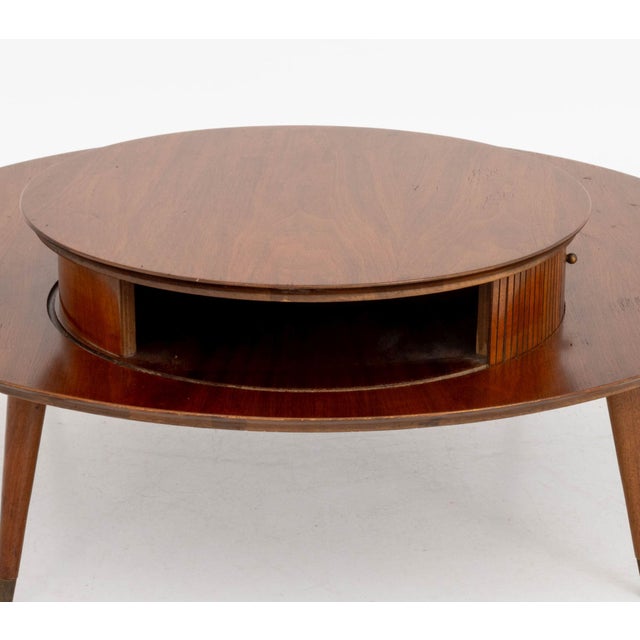 Wood Mid-Century Modern Mahogany Circular Cocktail Table For Sale - Image 7 of 11