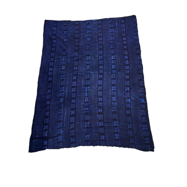 African Ine Indigo Cloth - Mossi Tribe Burkina Faso 59" H by 54" W For Sale - Image 3 of 8
