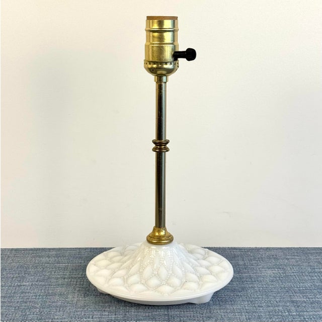 Vintage Milk Glass and Brass Lamp For Sale - Image 4 of 4
