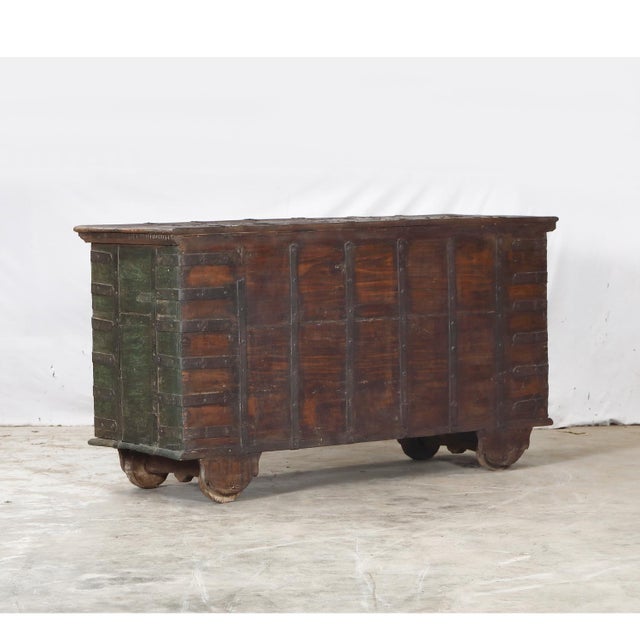 Antique Indian Teakwood Pitara Chest Console For Sale - Image 9 of 9