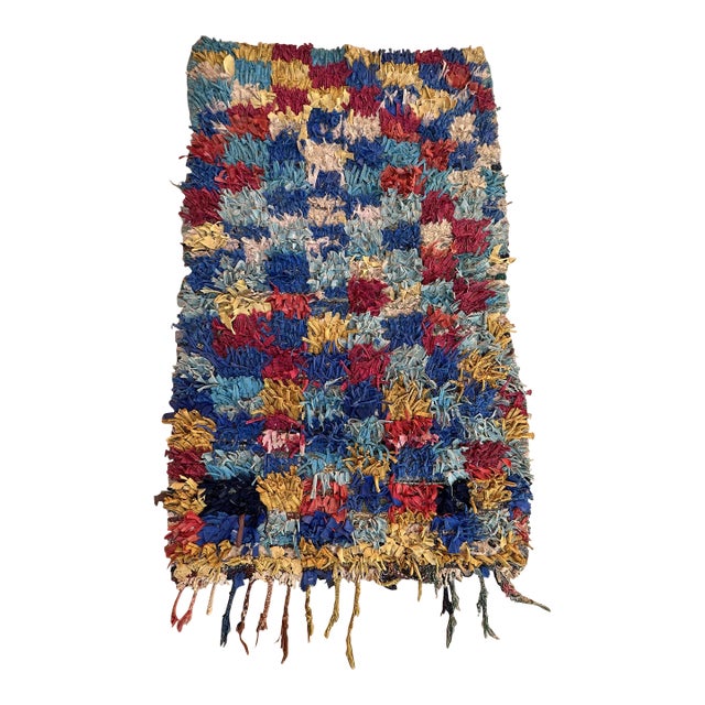 1980s Moroccan Colorful Vintage Rug - 3'9" X 5'9" Ft For Sale