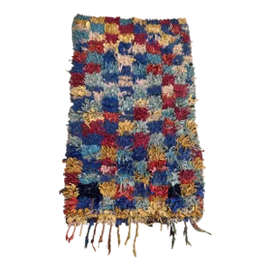 1980s Moroccan Colorful Vintage Rug - 3'9" X 5'9" Ft
