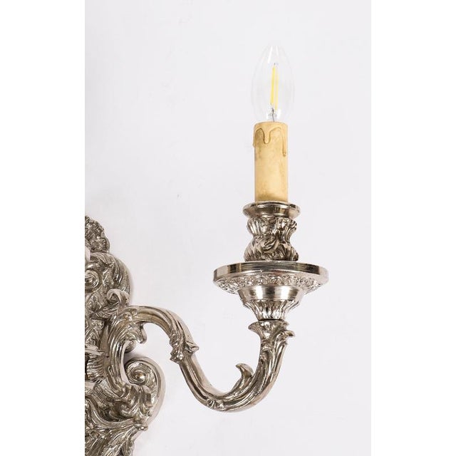 Antique French Silver Plated Wall Lights, 1890s, Set of 4 For Sale - Image 5 of 14