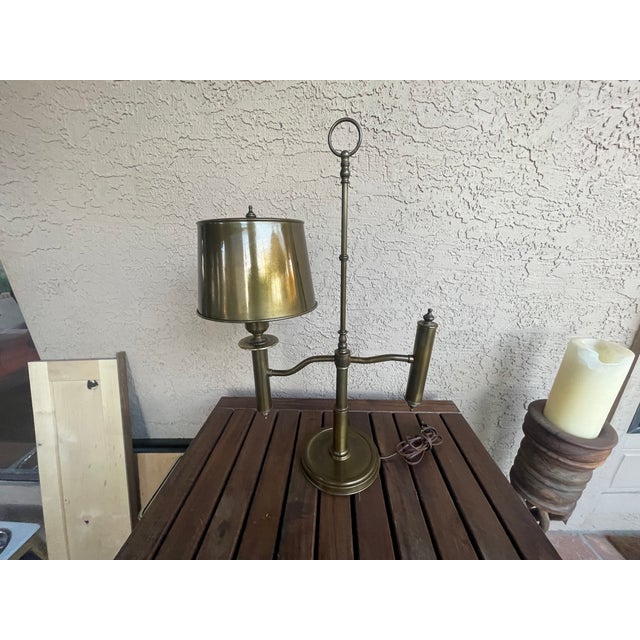 Mid-Century Modern Vintage Student Bronze Toleware Desk Lamp For Sale - Image 3 of 9