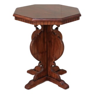 Gothic Revival Octagonal Accent Table in Solid Mahogany For Sale