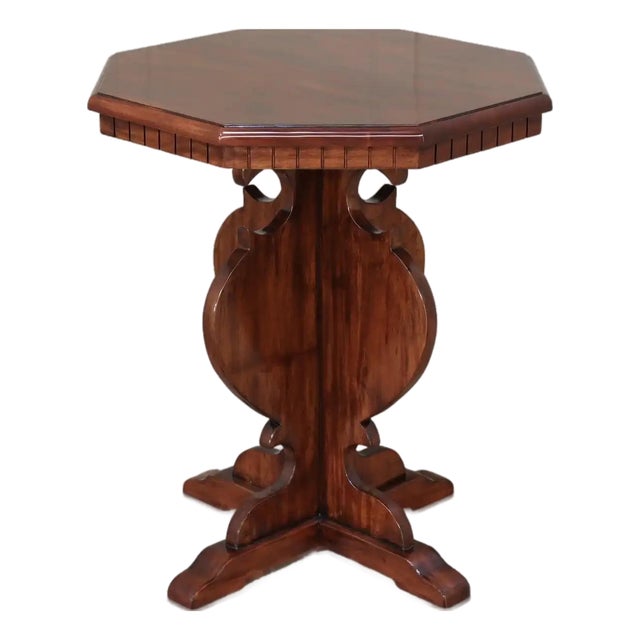 Gothic Revival Octagonal Accent Table in Solid Mahogany For Sale