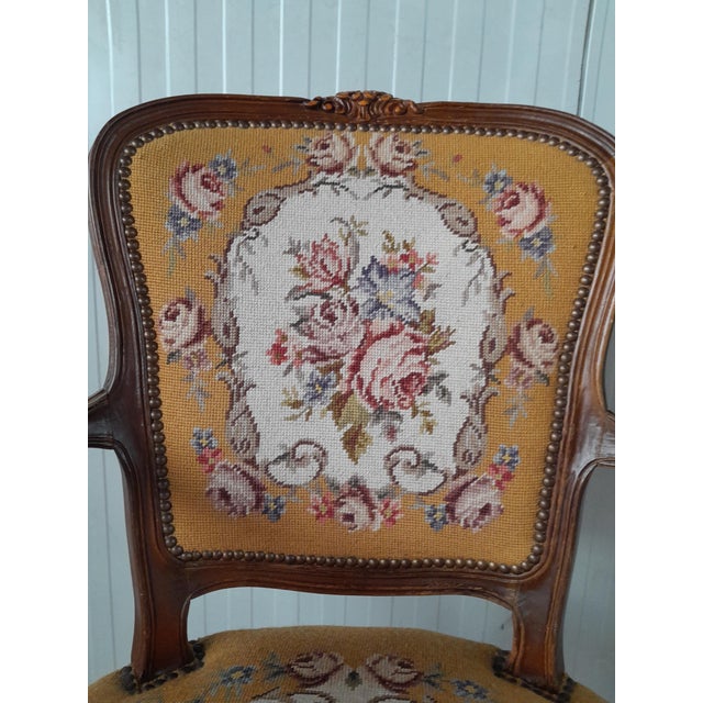 Brown Dutch Louis XV Style Armchair with Embroidered Seat, 1930s For Sale - Image 8 of 14