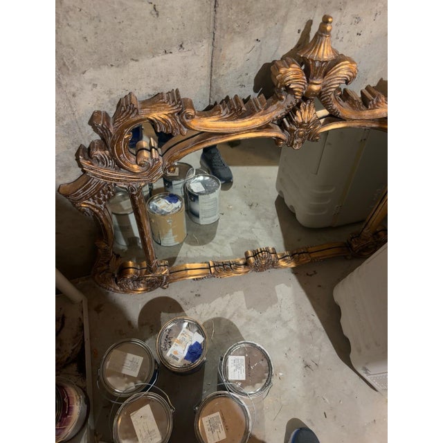 Late 20th Century Ardley Hall Ornate Gold Baroque-Style Wall Mirror With Decorative Scrollwork For Sale - Image 5 of 5