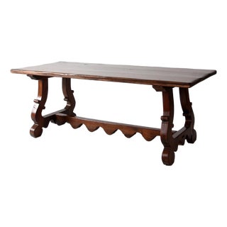 Antique Spanish Revival Trestle Table For Sale