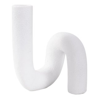White Abstract Curved Tube Vase Tall For Sale