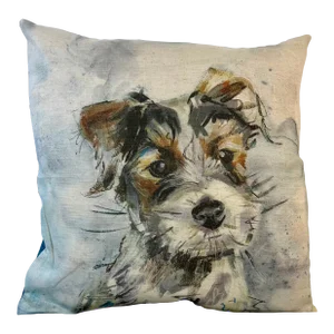 Square Decorative Pillow Embellished With an Adorable Jack Russell Terrier Dog Portrait - Made in the U K