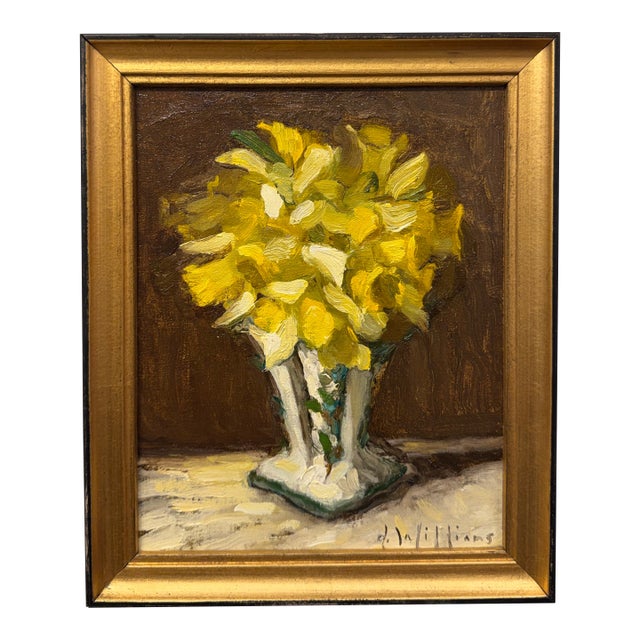 20th Century Oil Painting Daffodils For Sale
