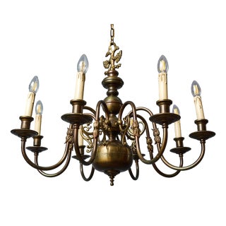 Flemish Brass 8-Armed Chandelier For Sale