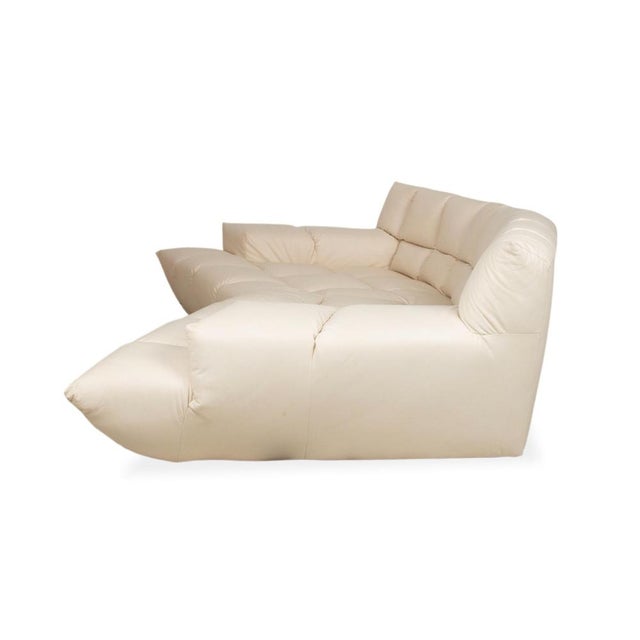 Textile Cloud 7 3-Seater Corner Sofa in Cream Vegan Leather from Bretz For Sale - Image 7 of 12