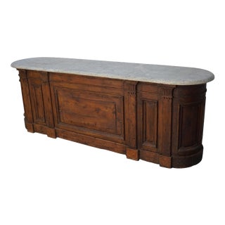 Antique Dutch Pitch Pine & Marble Shop Counter Cabinet / Kitchen Island, 19thc For Sale