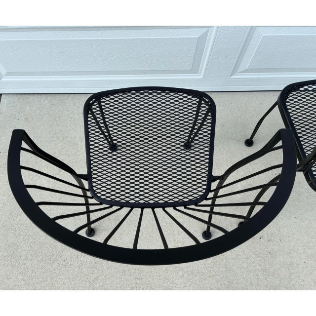 Black Signed 1950's Russell Woodward Metal Pinecrest Dining Chairs Set of 2 For Sale - Image 8 of 12