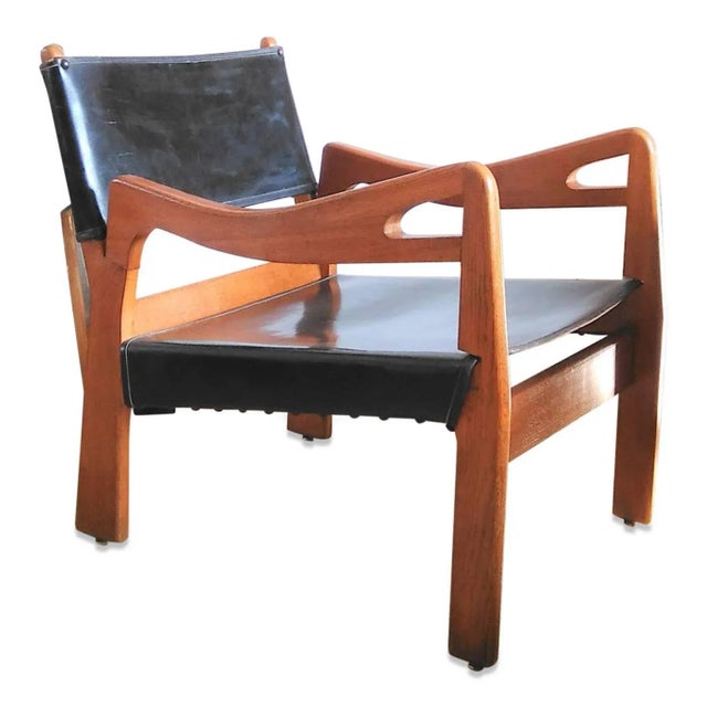 1960s French Solid Oak Armchair by Guillerme & Chambron For Sale In New York - Image 6 of 9