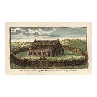 18th Century English Copperplate Architectural Engraving on Hand-Laid Paper, Recently Hand-Colored E For Sale