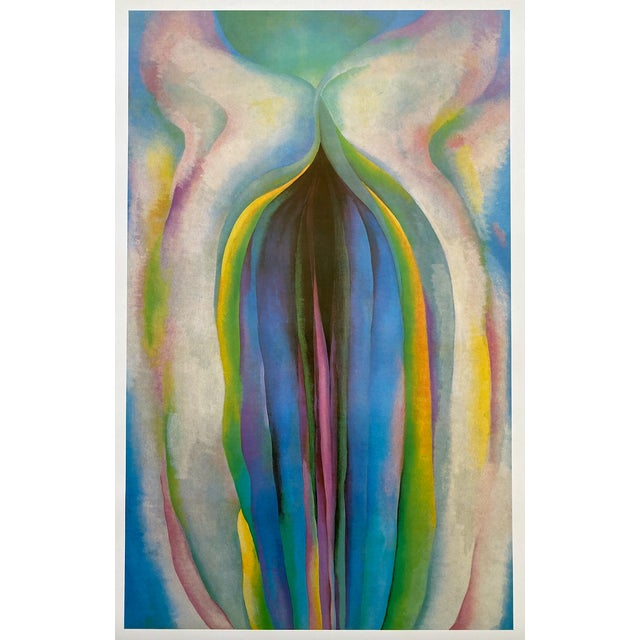 Georgia O'Keeffe Vintage 1980's Modernist Lithograph Print Poster " Grey Line With Black, Blue and Yellow " 1923 For Sale - Image 11 of 12