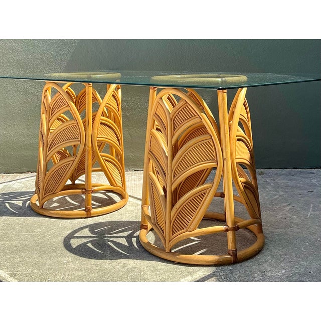 Vintage Split Reed Pedestal Dining Table For Sale In West Palm - Image 6 of 12