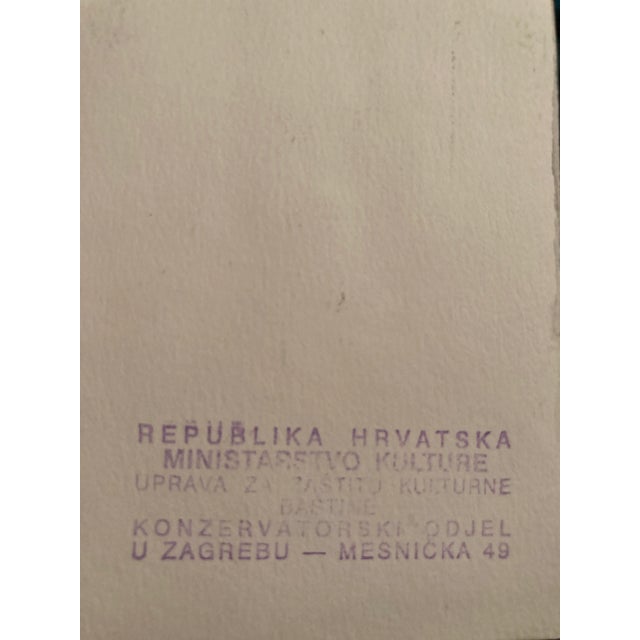 1970s Signed Watercolor Painting of Mesnicka Street in Croatia, Framed For Sale - Image 11 of 12