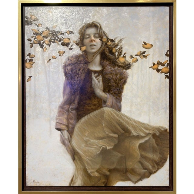 Early 21st Century Intoxicants by Dana Hawk | Oil on panel Portrait of a woman with flowing hair and flowers. For Sale - Image 5 of 5