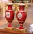 Ruby Red Pair of 19th Century French Neoclassical Hand Painted “Porcelaine De Paris” Urns For Sale - Image 8 of 14