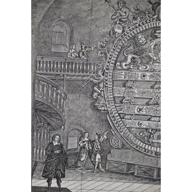 The Heidelberg Tun: A Framed 17th Century Engraving of a Huge Wine Cask, 1664-90 For Sale - Image 4 of 8