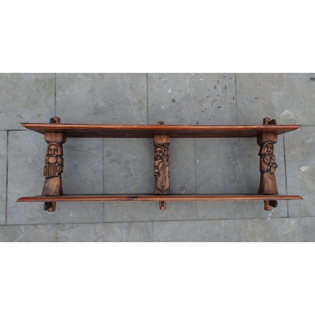 Vintage Brutalist Wall Shelf in Oak, 1940s For Sale - Image 3 of 14