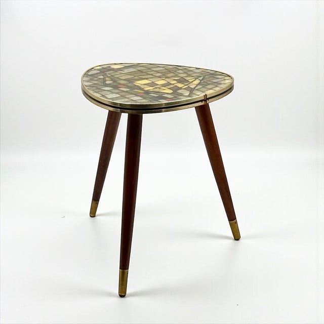 Vintage Italian Tripod Table with Mosaic Laminate Top, 1950s For Sale - Image 16 of 16