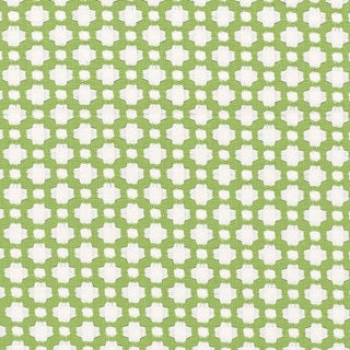 Schumacher X Celerie Kemble Betwixt Fabric in Leaf/Blanc For Sale