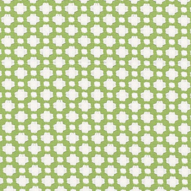 Schumacher X Celerie Kemble Betwixt Fabric in Leaf/Blanc For Sale