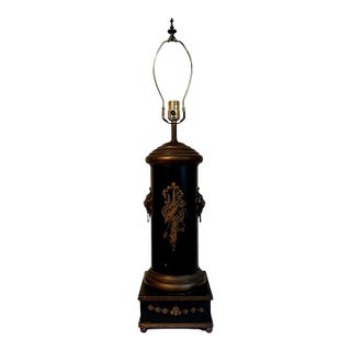 Early 19th Century French Lion Head Tole Tea Canister Lamp For Sale
