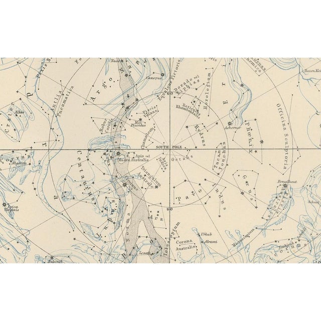 Antique Celestial Charts of the Northern and Southern Hemispheres, 1884 This finely engraved double celestial chart comes...