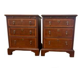 1960s Henredon Folio Pair of Nightstands With Banded Inlay For Sale