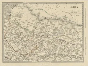 Original Map Northeast India, Incl Part of Himalayas and China, 1853