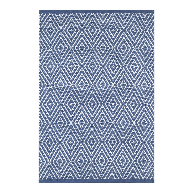 Dash & Albert by Annie Selke Diamond Denim/White Indoor/Outdoor Rug, 5' x 8' For Sale