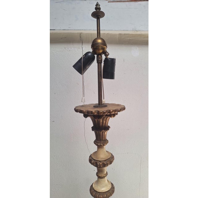 Italian Vintage Italian Carved & Giltwood Floor Lamp For Sale - Image 3 of 10