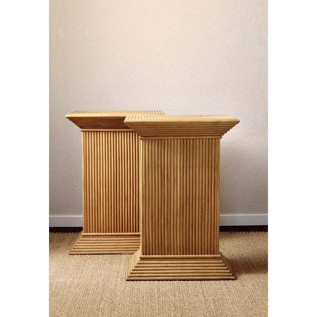 1960s Bamboo and Rattan Column Pedestals by Cristina Celestino, 1960s, Set of 2 For Sale - Image 5 of 18