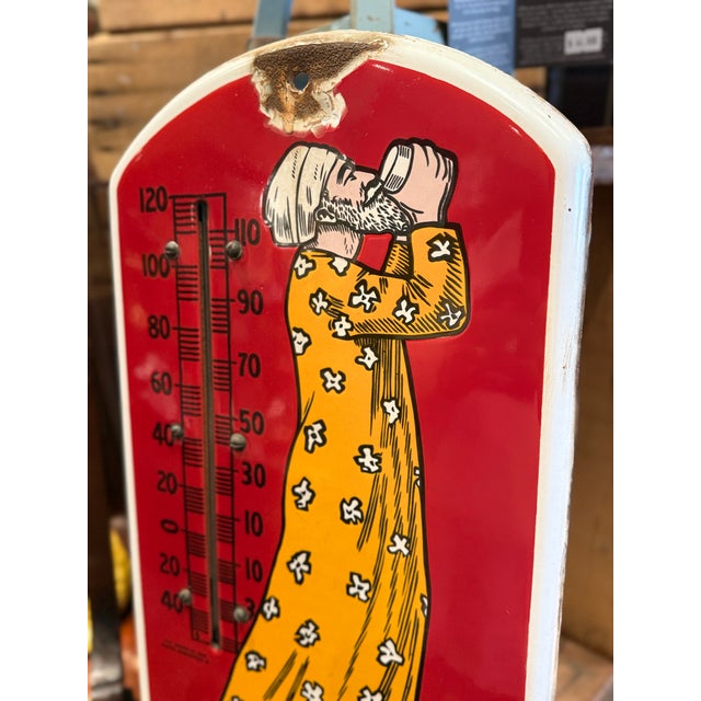 Red Antique Hills Bros. Coffee Porcelain Thermometer Sign c.1915 For Sale - Image 8 of 10