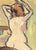 Beautiful vintage mid-century figure painting in acrylic paint from France. Painted on board, with custom mat. The reverse...