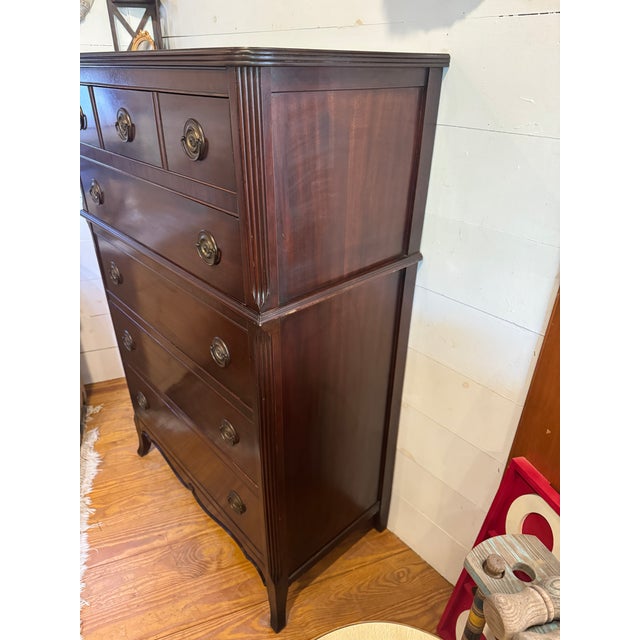 Wood Vintage 5 Drawer Mahogany Chest of Drawers For Sale - Image 7 of 12